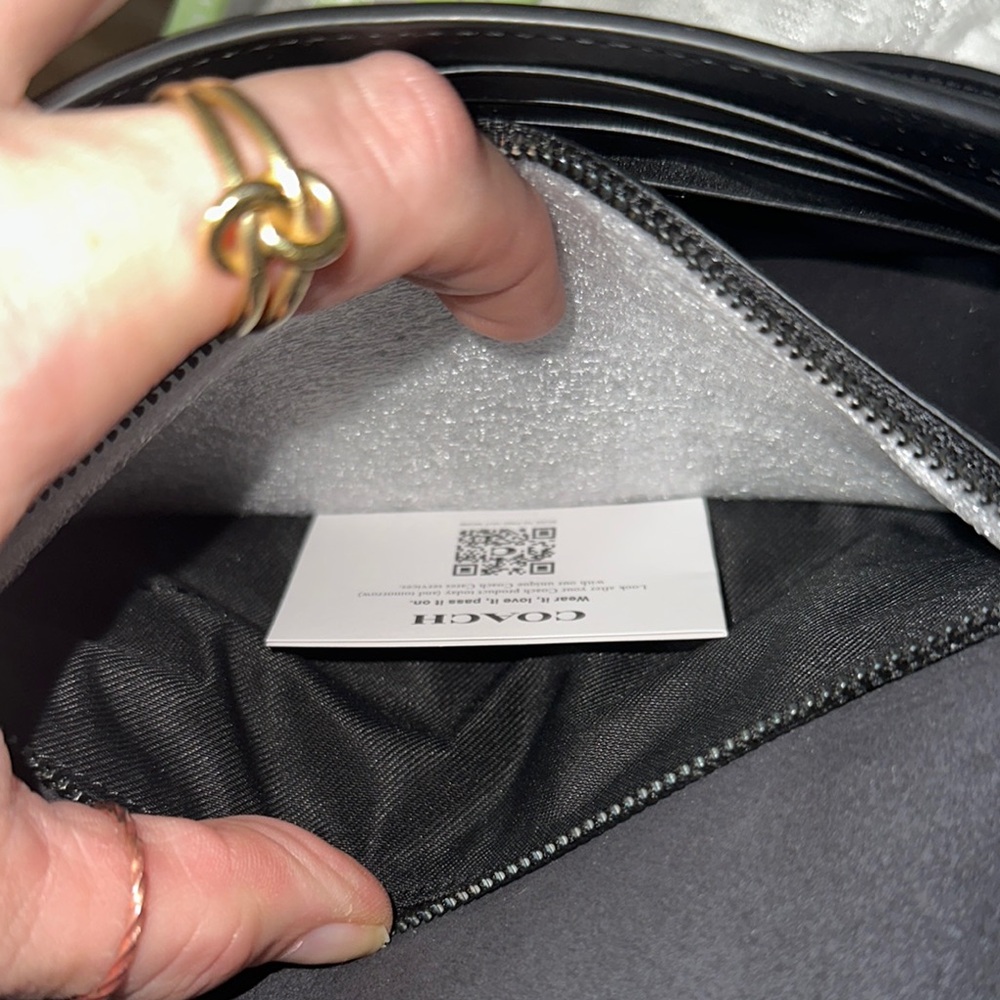 NWT Coach Black Safiano leather Crossbody Bag with adj Chain Strap fine bag - Picture 8 of 16